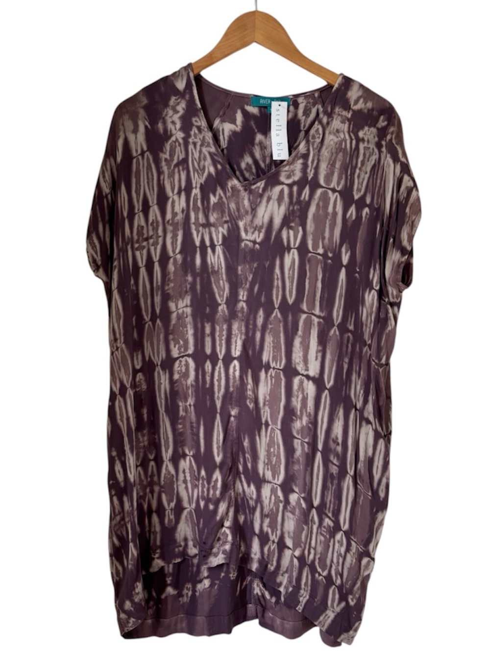 River + Sky Tie Dye V-Neck Dress in Chocolates Brown and Cream NWT - Picture 2 of 9